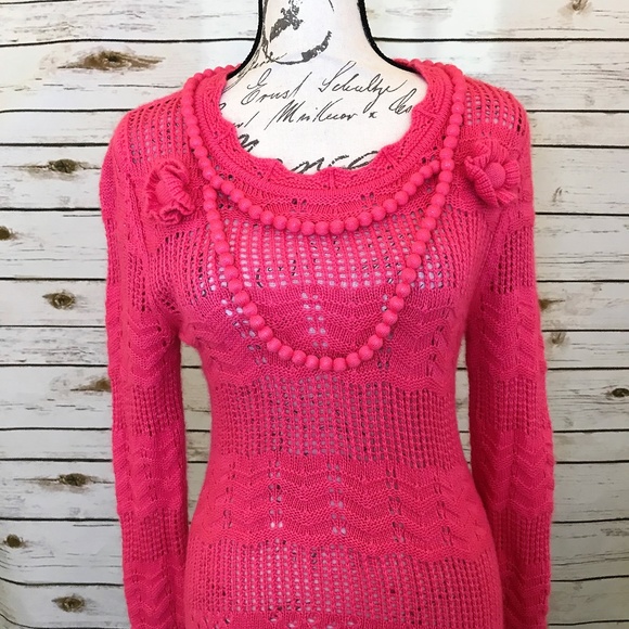 Goelia Dresses Pink Crochet Knit Sweater Dress Poshmark